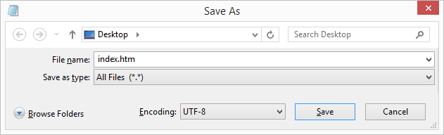 Saving an HTML file in Notepad